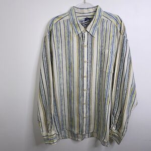 Tommy Bahama Shirt Mens 2XL Multicolor Striped 100% Linen Beach Tropical Vacay
